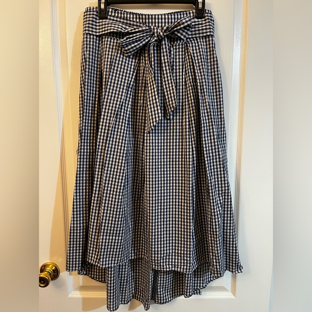 Like New Max Studio Gingham Hi-Low Midi Skirt